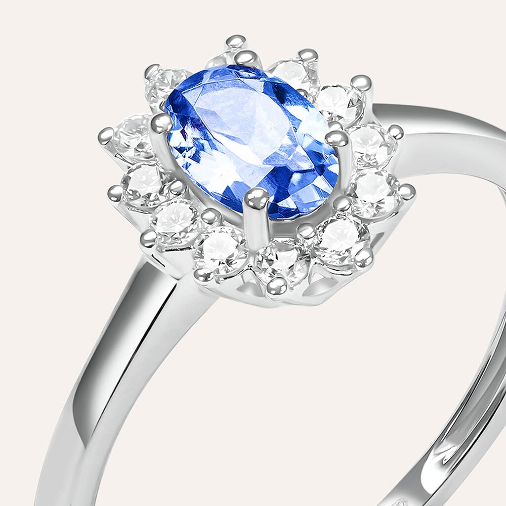 Anello Solitario Kate Jasmine Oro Bianco Tanzanite Diamante - Anelli con Pietre Donna | Stroili