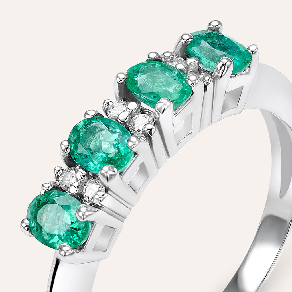 Anello Riviere Charlotte Oro Bianco Smeraldo Diamante - Anelli Riviere Donna | Stroili
