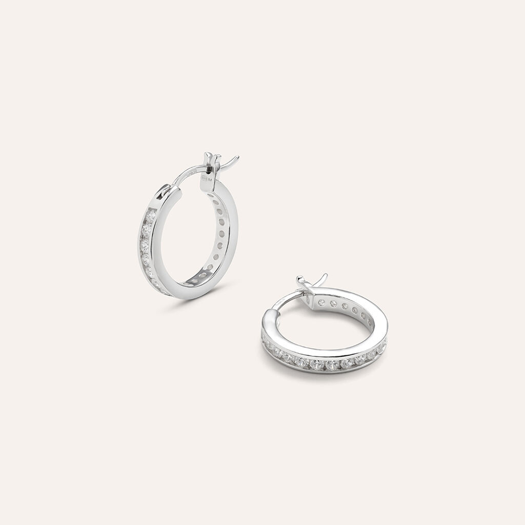 Orecchini A Cerchio Silver Elegance Argento Rodiato Cubic Zirconia