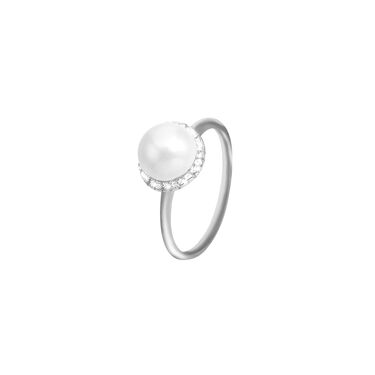 Anello Fantasia Silver Pearls Argento Rodiato Perla sintetica Cubic Zirconia