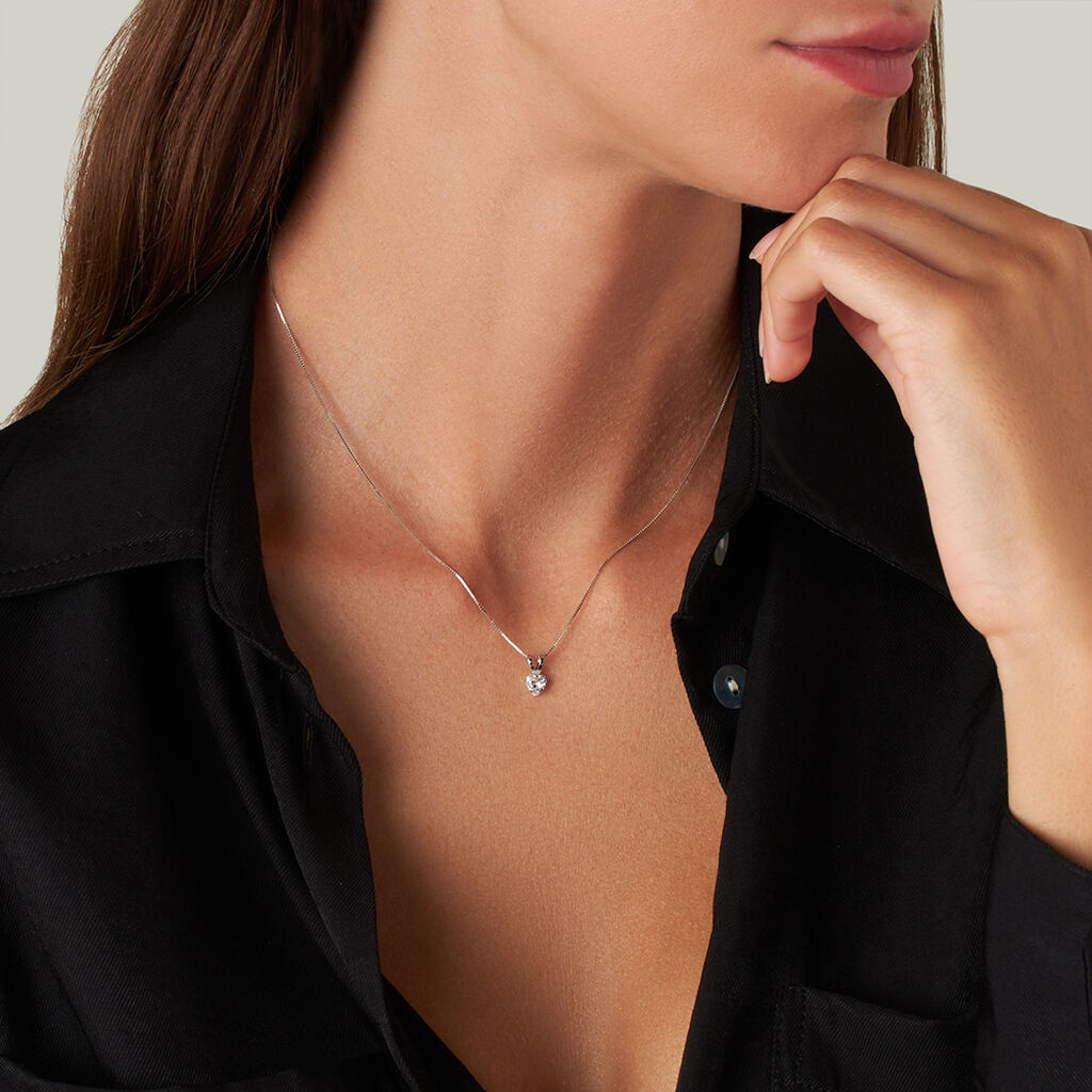 Pendente Punto Luce Poème Oro Bianco Cubic Zirconia - Ciondoli Donna | Stroili