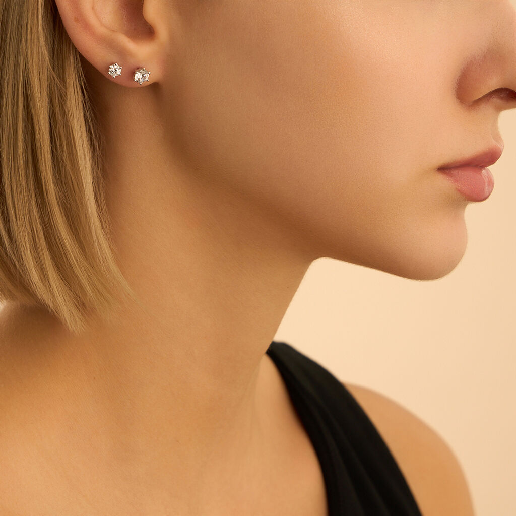 Orecchini Lobo Punto Luce Claire Oro Bianco Cubic Zirconia