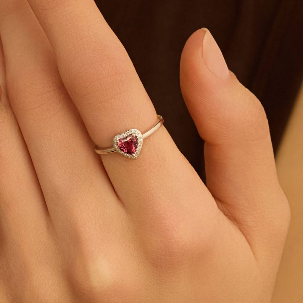 Anello Solitario Jasmine Oro Bianco Rodolite Diamante - Anelli con Pietre Donna | Stroili