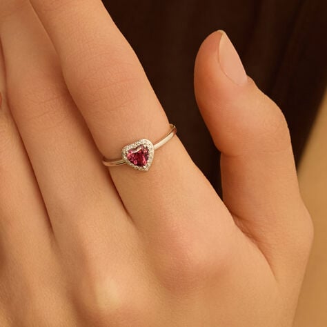 Anello Solitario Jasmine Oro Bianco Rodolite Diamante - Anelli con Pietre Donna | Stroili