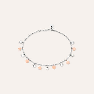 Cavigliera Sunrise Acciaio Bicolore Bianco / Rosa Cristallo