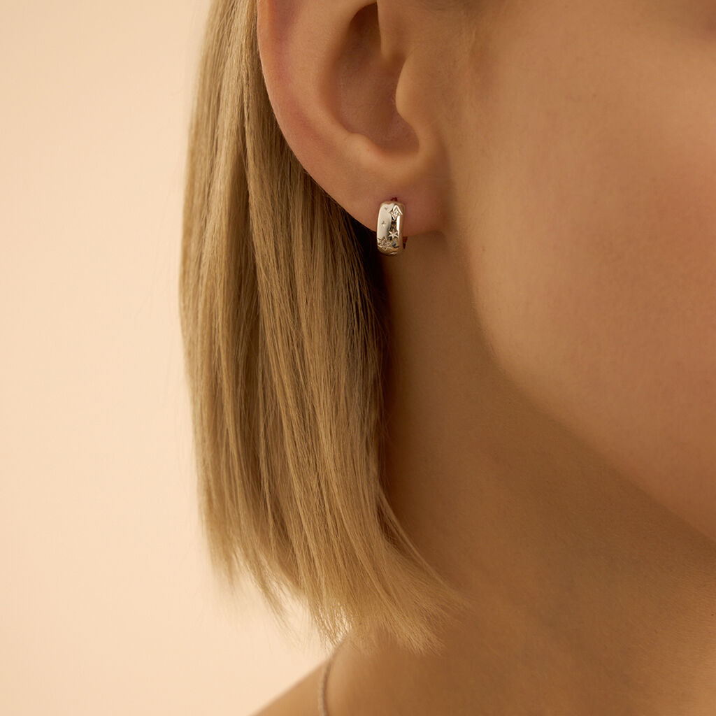 Orecchini A Cerchio Silver Collection Argento Rodiato Cubic Zirconia