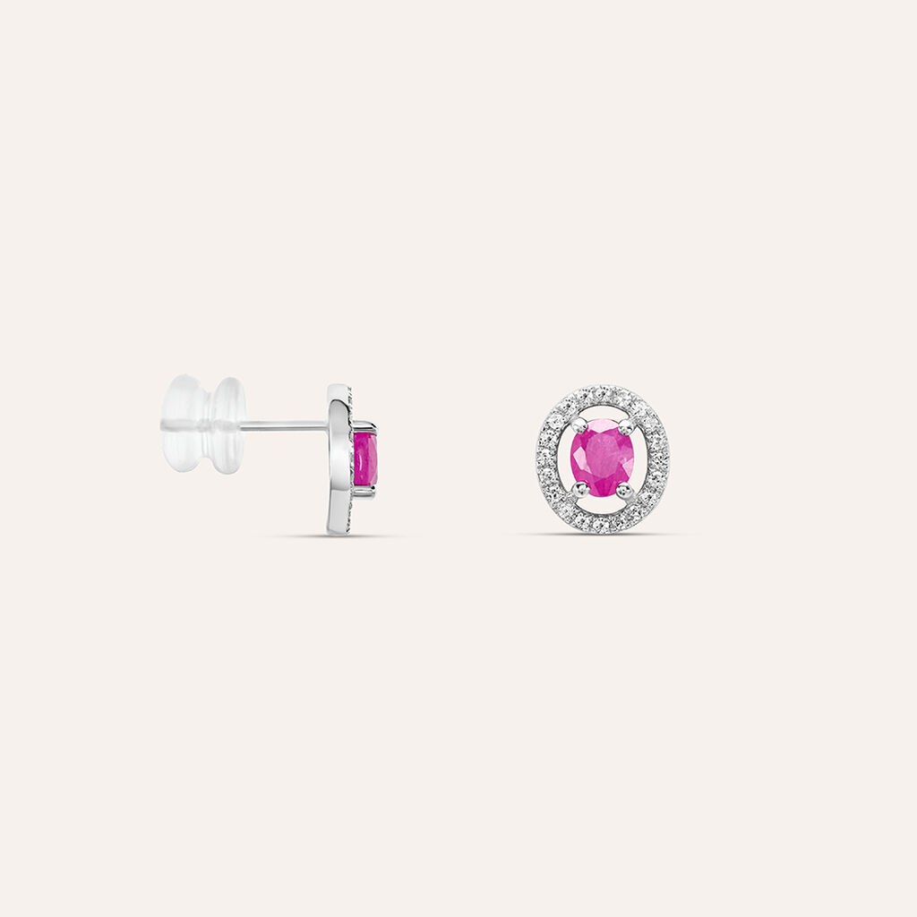 Orecchini Lobo Punto Luce Elizabeth Crown Oro Bianco Rubino Diamante - Orecchini a Lobo Donna | Stroili