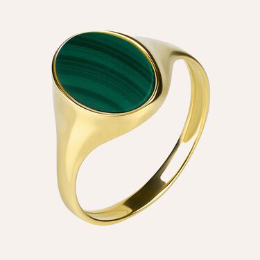 Anello Chevalier Beverly Oro Giallo Malachite