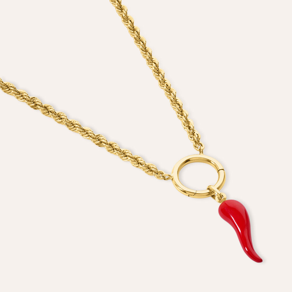 Pendente Cornetto Po&egrave;me Oro Giallo