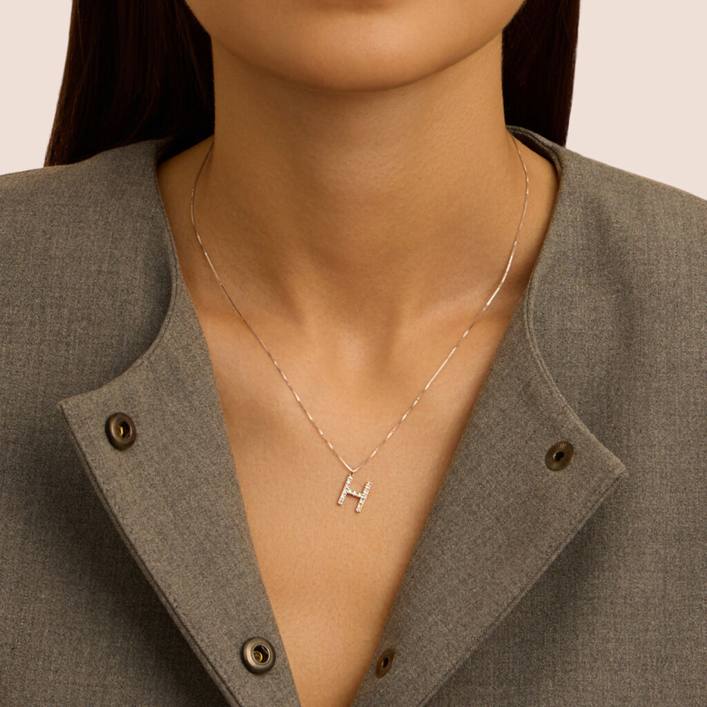 Collana Diamond Letters Oro Bianco Diamante