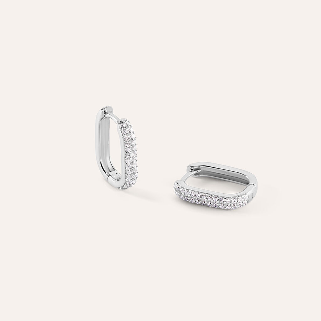 Orecchini A Cerchio Silver Shine Argento Rodiato Cubic Zirconia