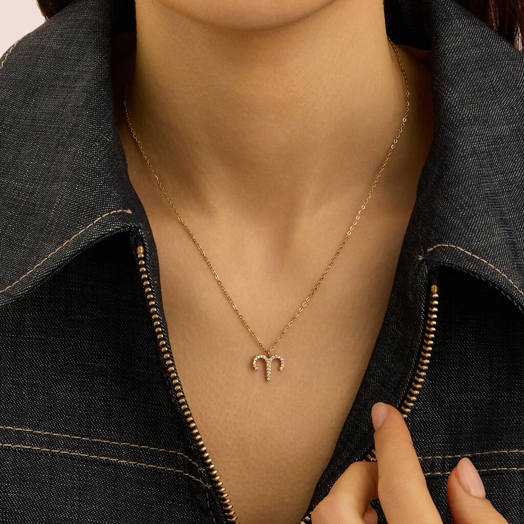 Collana Radiance Acciaio Dorato Cubic Zirconia