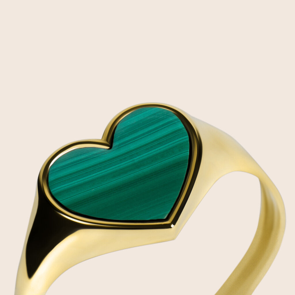 Anello Chevalier Beverly Oro Giallo Malachite