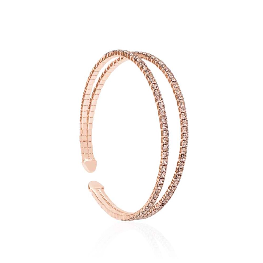 Bracciale bangle in metallo rosato e cristalli - Bracciali Donna | Stroili