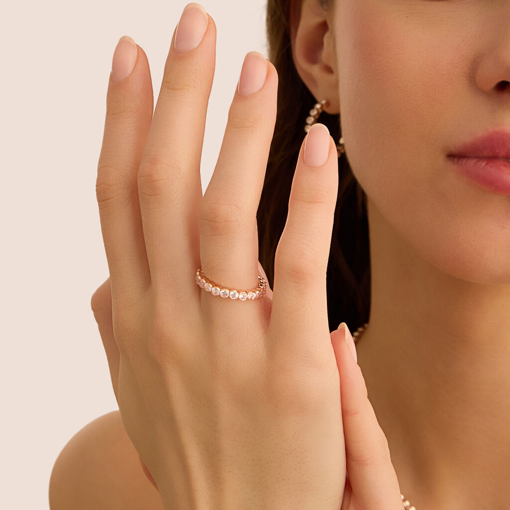 Anello Eternity Romantic Shine Metallo Rosa Cristallo