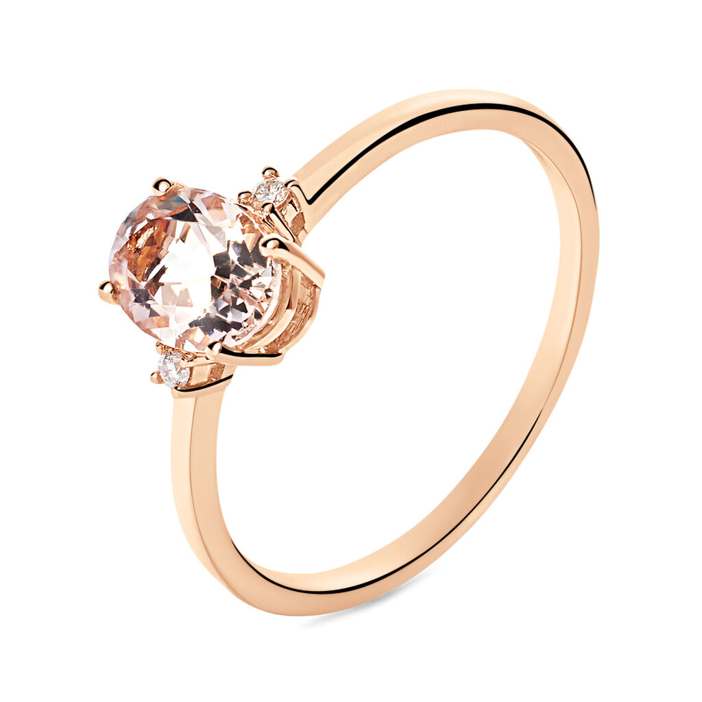 Anello Solitario Jasmine Oro Rosa Morganite Diamante - Anelli con Pietre Donna | Stroili