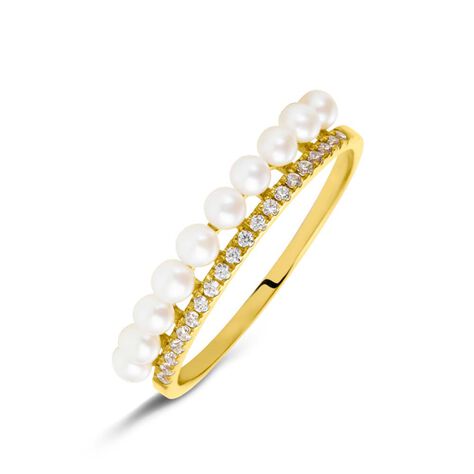 Anello Riviere Gabrielle Oro Giallo Perla D'Acqua Dolce Cubic Zirconia - Anelli Riviere Donna | Stroili