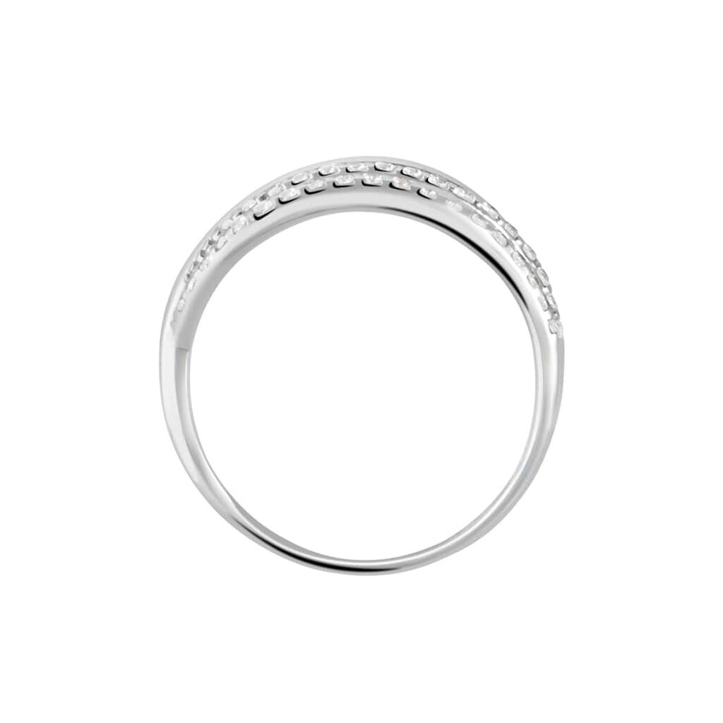 Anello Fascia Claire Oro Bianco Cubic Zirconia - Anelli a Fascia Larga Donna | Stroili