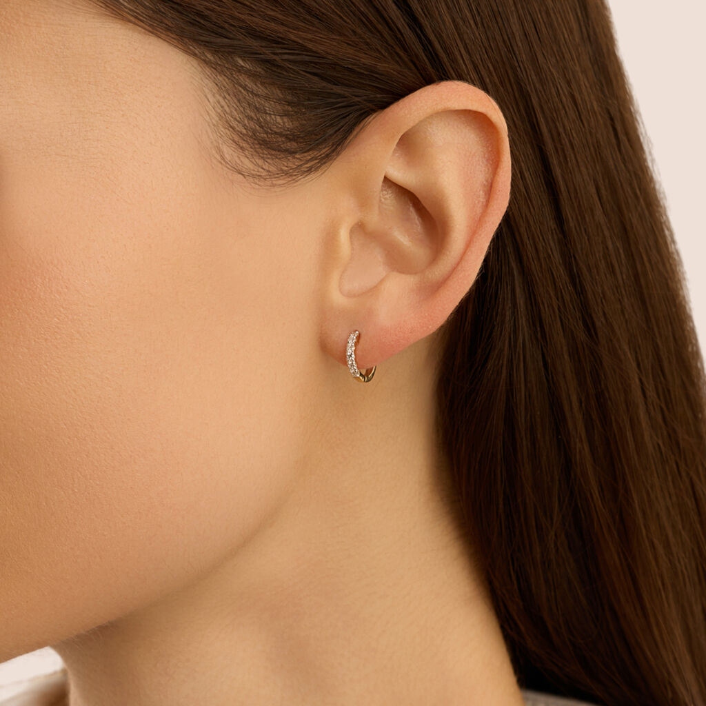 Orecchini A Cerchio Diamade Glam Oro Giallo Diamante Lab-Grown