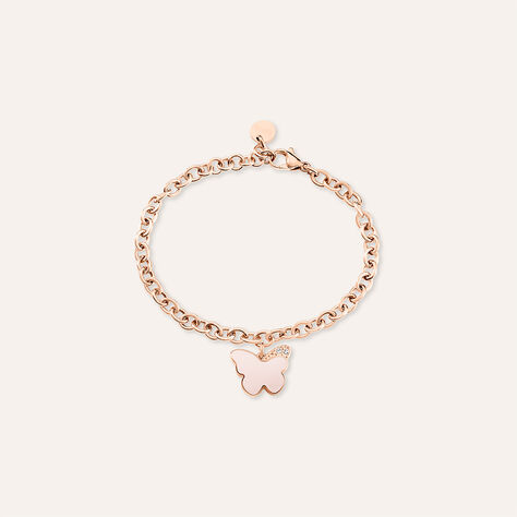 Bracciale Lady Sweet Acciaio Rosato Farfalla e Cristalli - Bracciali Donna | Stroili