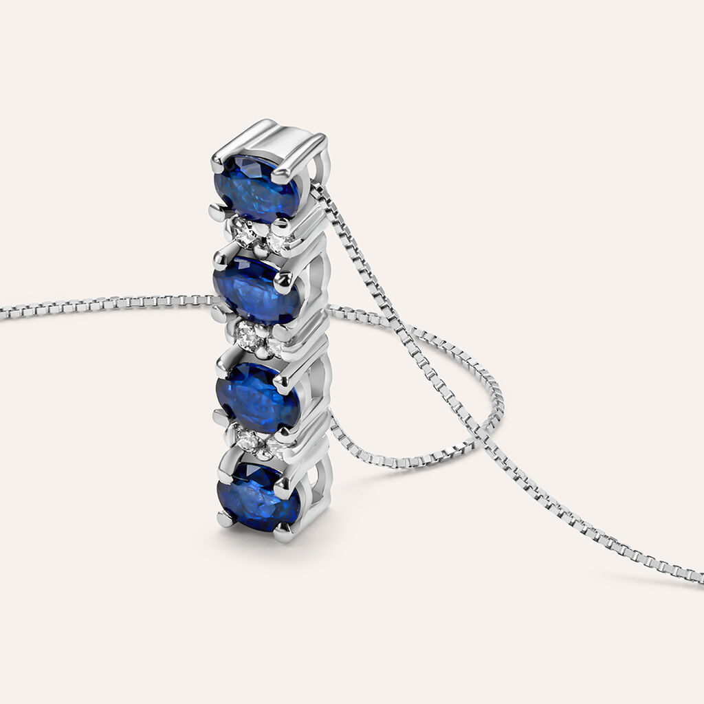 Collana Elizabeth Crown Oro Bianco Zaffiro Diamante - Collane Donna | Stroili
