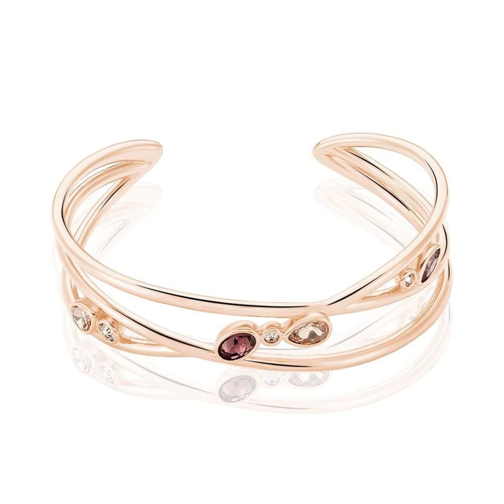 Bangle in metallo rosato e pietre colore rosa