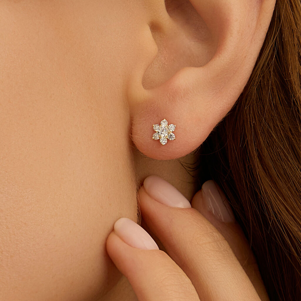 Orecchini Lobo Bon Ton Oro Giallo Cubic Zirconia