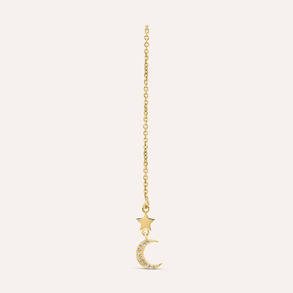 Mono Orecchino Pendente Saliscendi Beverly Oro Giallo Cubic Zirconia