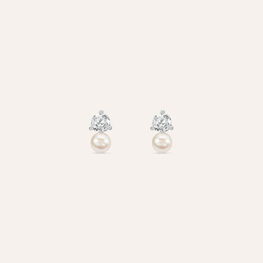 Orecchini Lobo Silver Pearls Argento Bianco Perla sintetica Cubic Zirconia