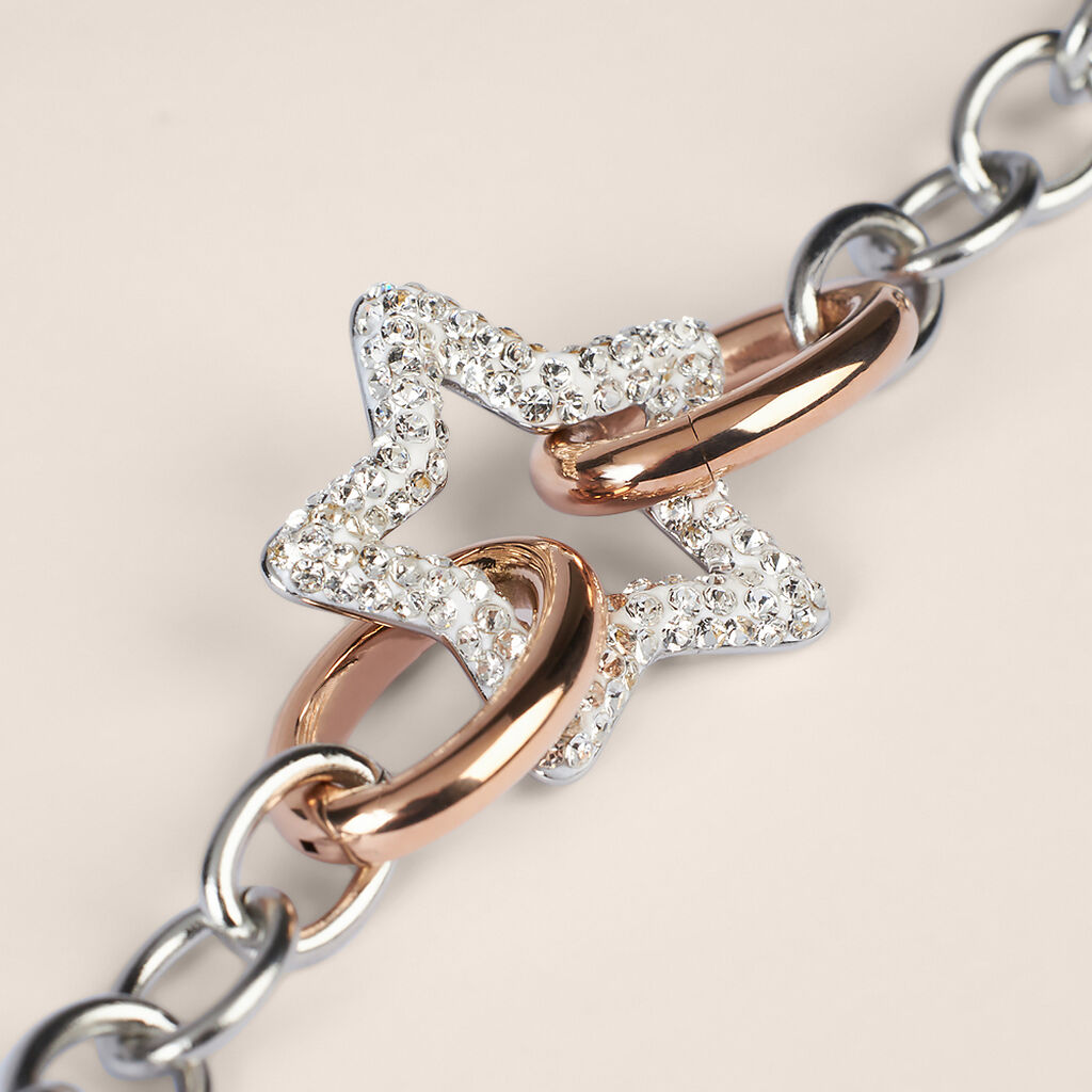 Bracciale Aura Acciaio Bicolore Bianco / Rosa Cristallo