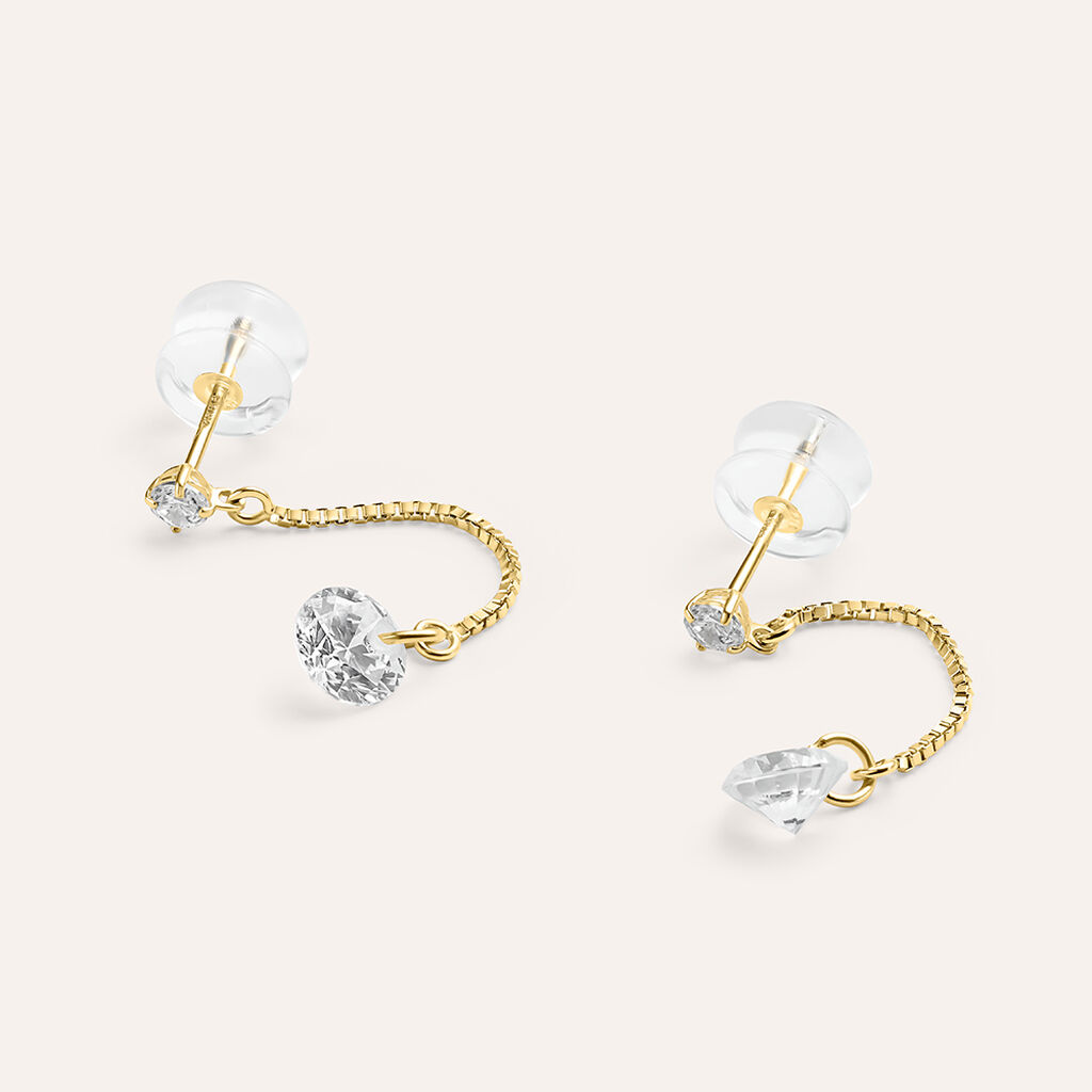 Orecchini Pendenti Punto Luce Claire Oro Giallo Cubic Zirconia