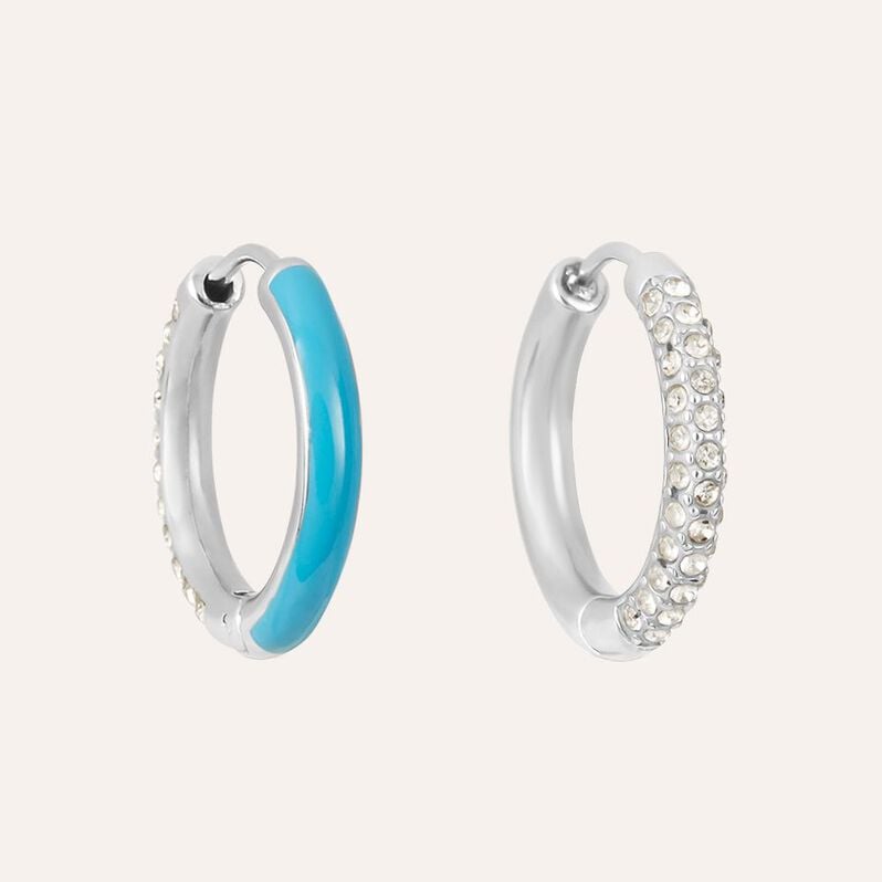 Orecchini A Cerchio Lady Sweet Acciaio Cristallo - Orecchini a Cerchio Donna | Stroili