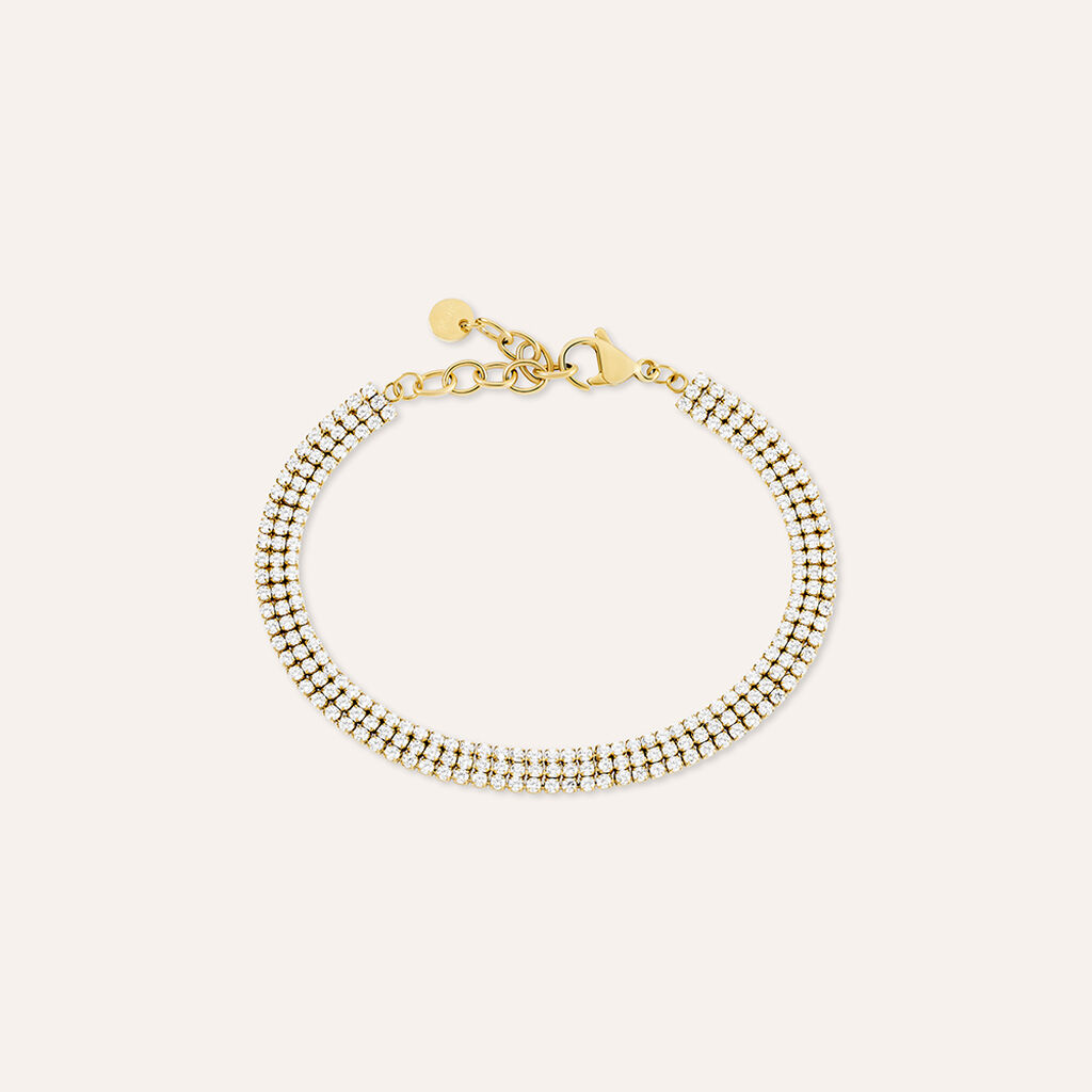 Bracciale Tennis Aura Acciaio Dorato Cubic Zirconia