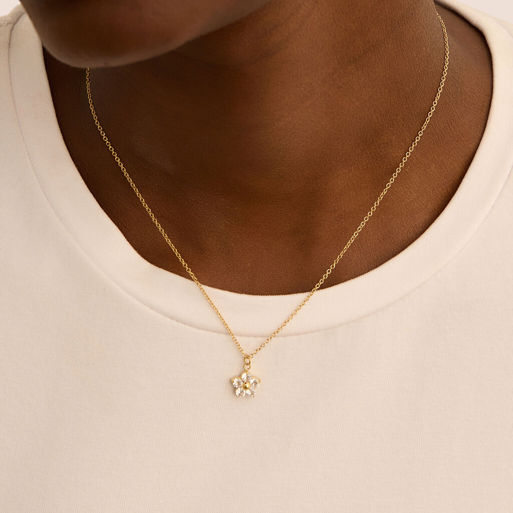 Collana Radiance Acciaio Dorato Cristallo