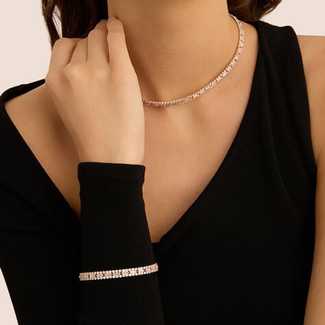Bracciale Tennis Romantic Shine Metallo Rosa Cristallo - Bracciali Tennis Donna | Stroili