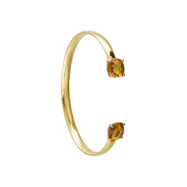 Bangle placcato oro con pietra color ambraBracciale placcato oro con pietra rossa e zirconi