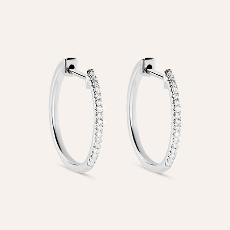 Orecchini A Cerchio Grace Oro Bianco Diamante - Orecchini a Cerchio Donna | Stroili