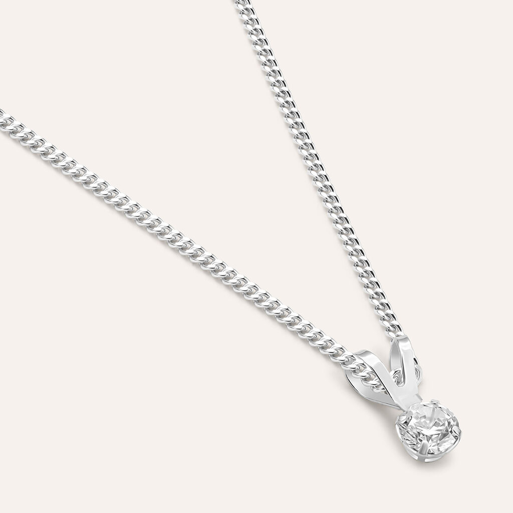 Pendente Punto Luce Po&egrave;me Oro Bianco Cubic Zirconia