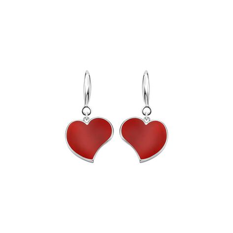 Orecchini monachella in acciaio e cuore smalto rosso - Orecchini a Lobo Donna | Stroili