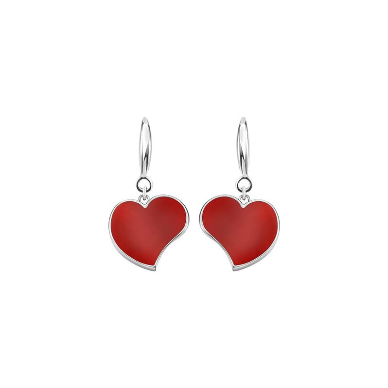 Orecchini monachella in acciaio e cuore smalto rosso - Orecchini a Lobo Donna | Stroili
