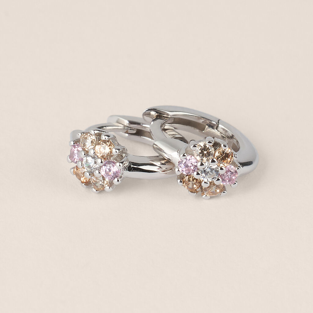 Orecchini A Cerchio Silver Baby Argento Rodiato Cubic Zirconia