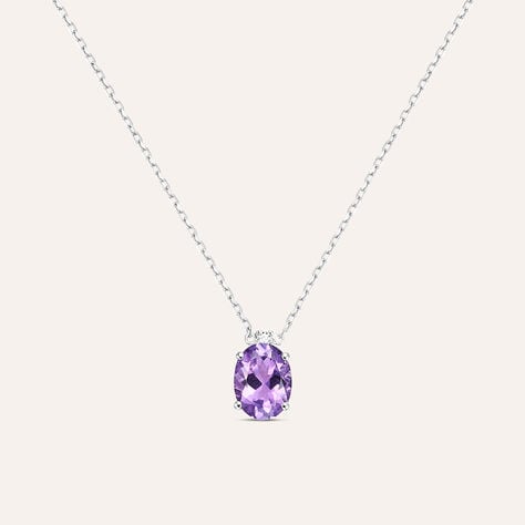 Collana Punto Luce Am&eacute;lie Oro Bianco Ametista Cubic Zirconia - Collane Punto Luce Donna | Stroili