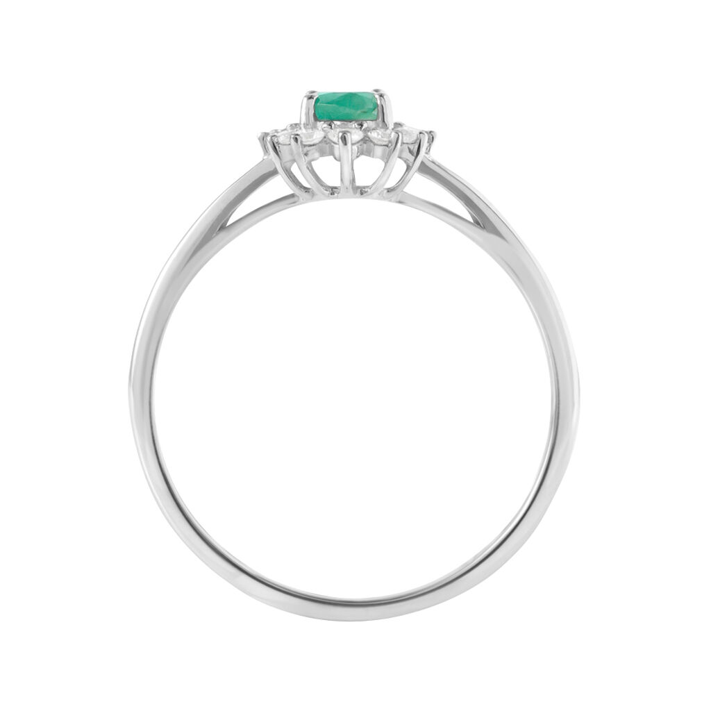 Anello Solitario Charlotte Oro Bianco Smeraldo Diamante - Anelli con Pietre Donna | Stroili