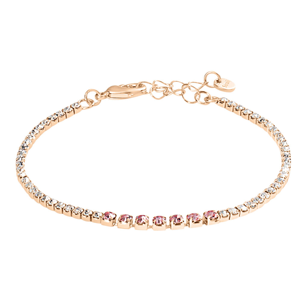 Bracciale Tennis Romantic Shine Metallo Rosa Cristallo - Bracciali Tennis Donna | Stroili