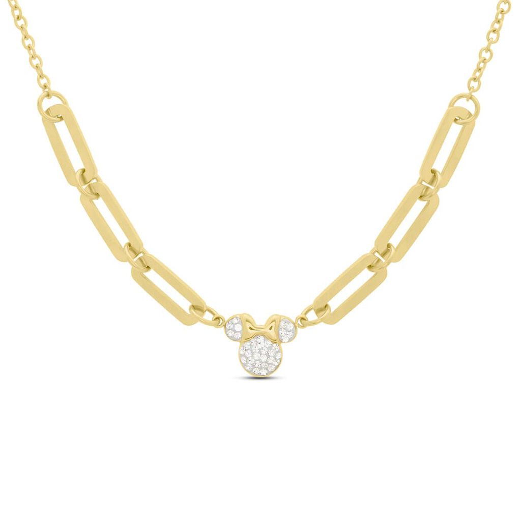Collana Mickey Mouse & Friends Acciaio Dorato Cristallo