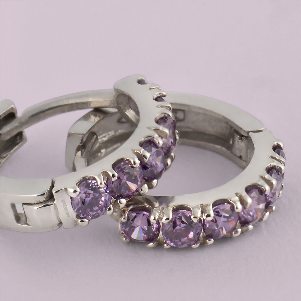 Orecchini A Cerchio Toujours Oro Bianco Cubic Zirconia