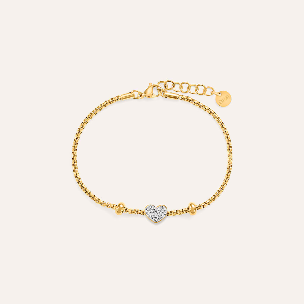 Bead Essential Code Acciaio Dorato Cristallo