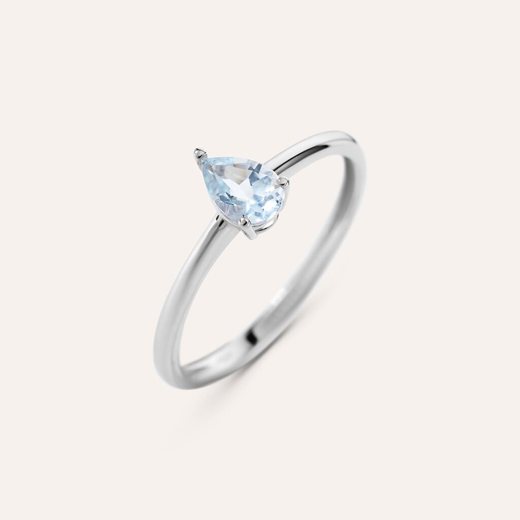Anello Solitario Acquamarina Oro Bianco Acquamarina