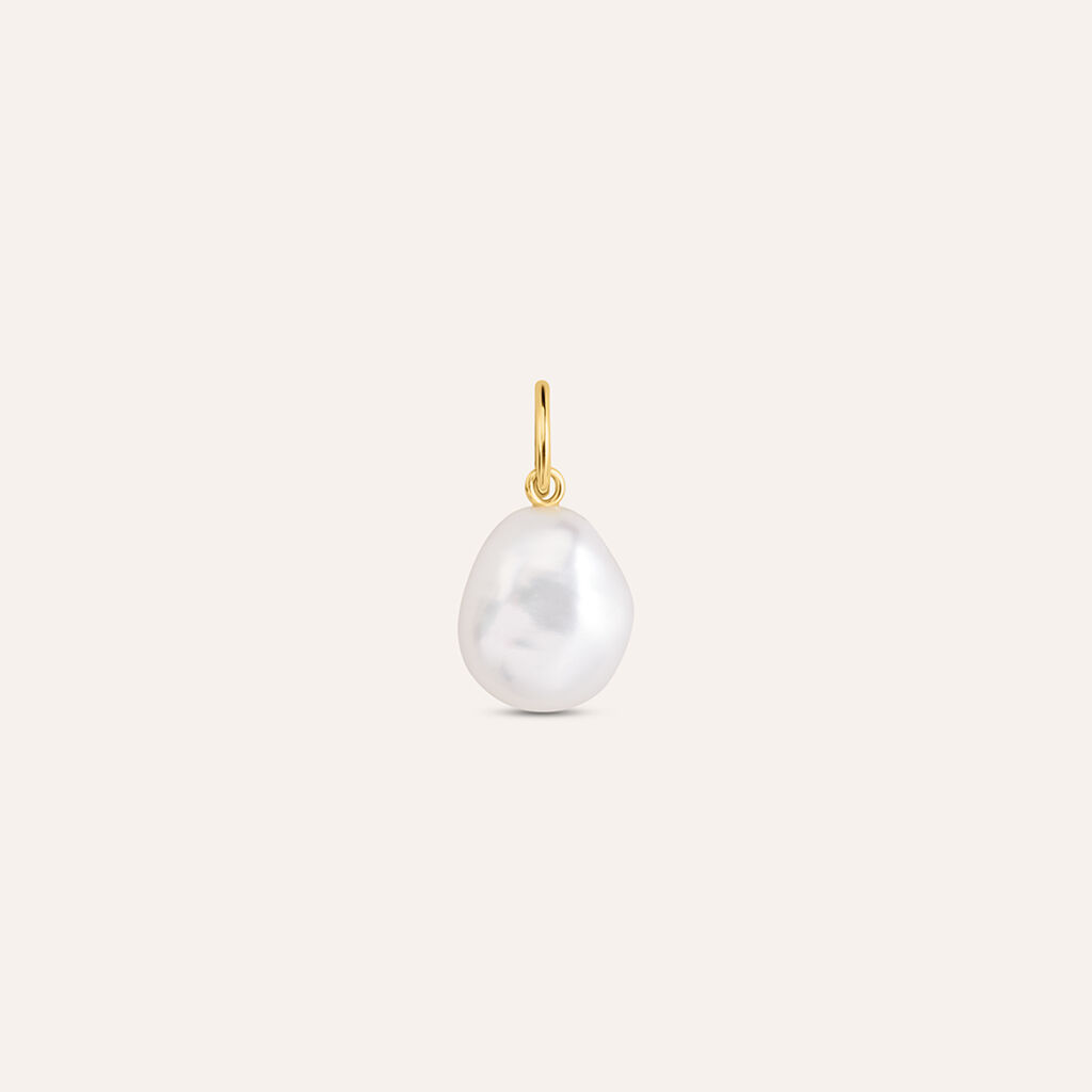 Pendente Love Beats Argento Dorato Perla D'Acqua Dolce