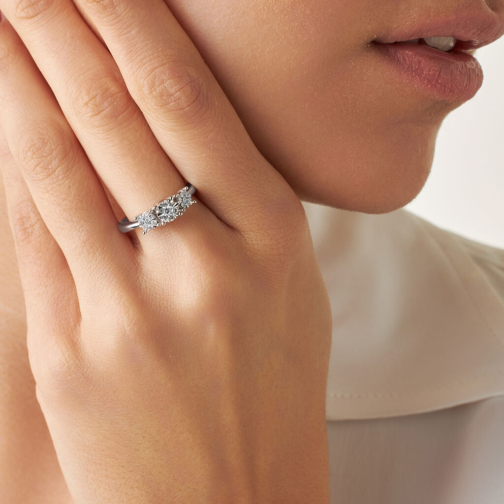 Anello Trilogy Petali Oro Bianco E Diamanti - Anelli con Pietre Donna | Stroili